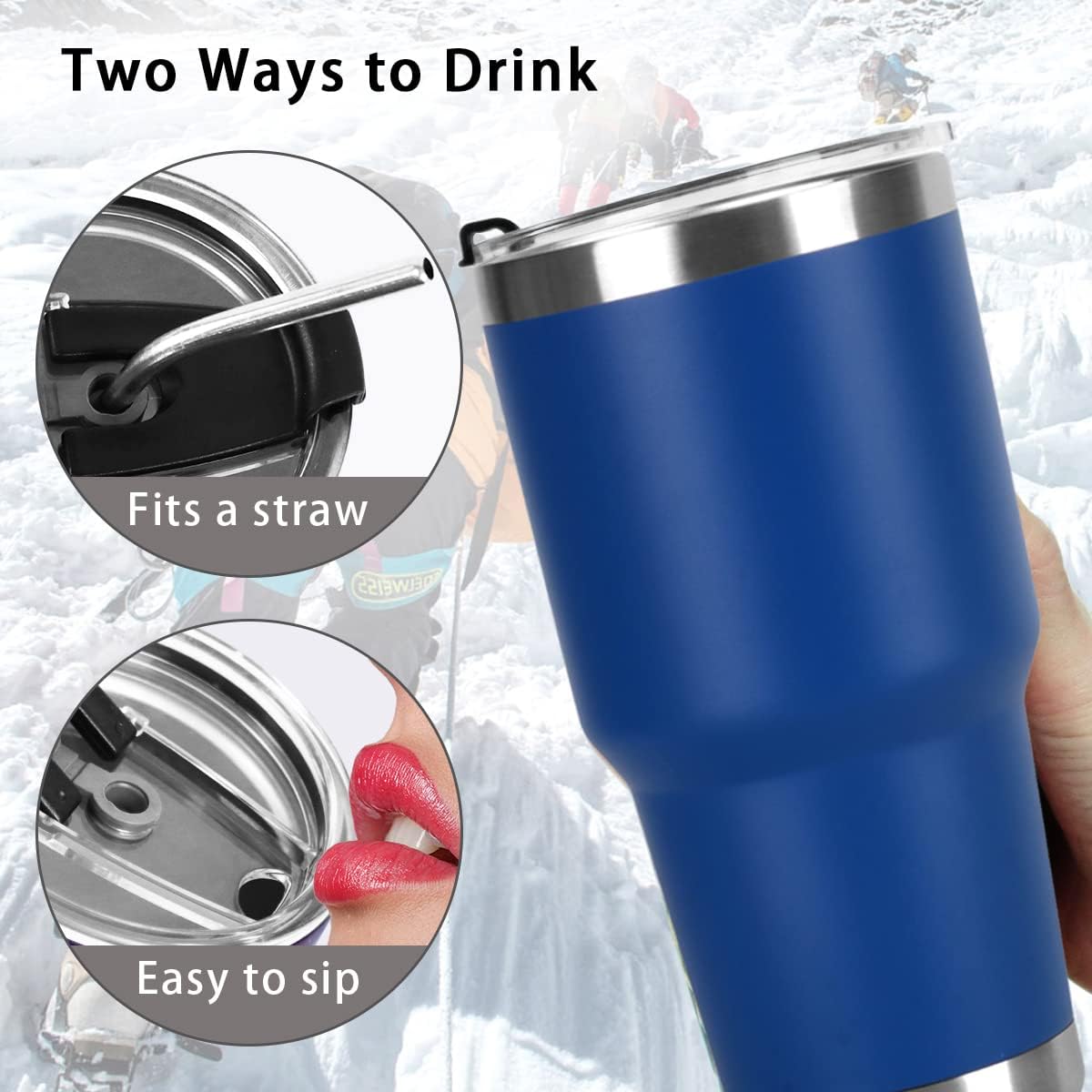 30oz Tumbler Double Wall Stainless Steel Vacuum Insulated Travel Mug with Splash-Proof Lid Metal Straw and Brush