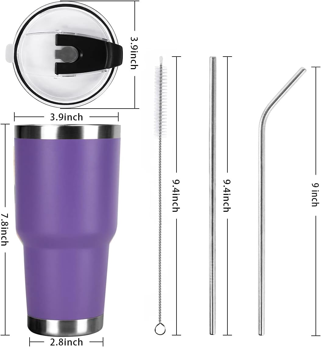 30oz Tumbler Double Wall Stainless Steel Vacuum Insulated Travel Mug with Splash-Proof Lid Metal Straw and Brush