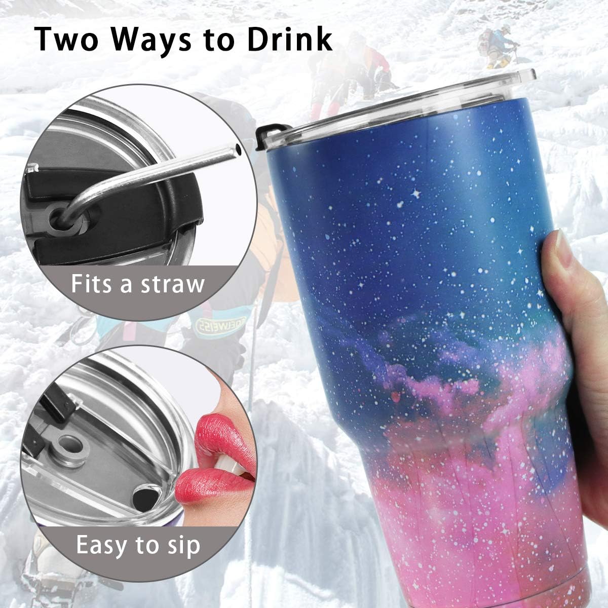 30oz Tumbler Double Wall Stainless Steel Vacuum Insulated Travel Mug with Splash-Proof Lid Metal Straw and Brush