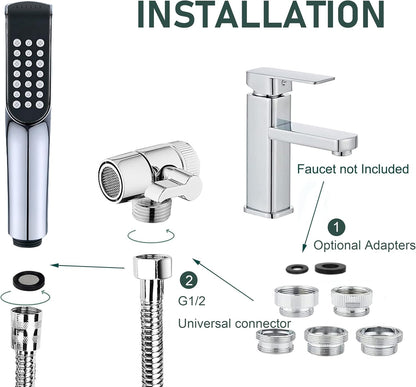 Tub faucet spayer attachment,Bathtub Shower Head Sink-Faucet with 5 Adapters, 79" Hose for Pet Dog Rinse, Baby Bath & Hair washing, ON/OFF Extension for Tub Faucet, Utility Sink, Garden,Bathroom