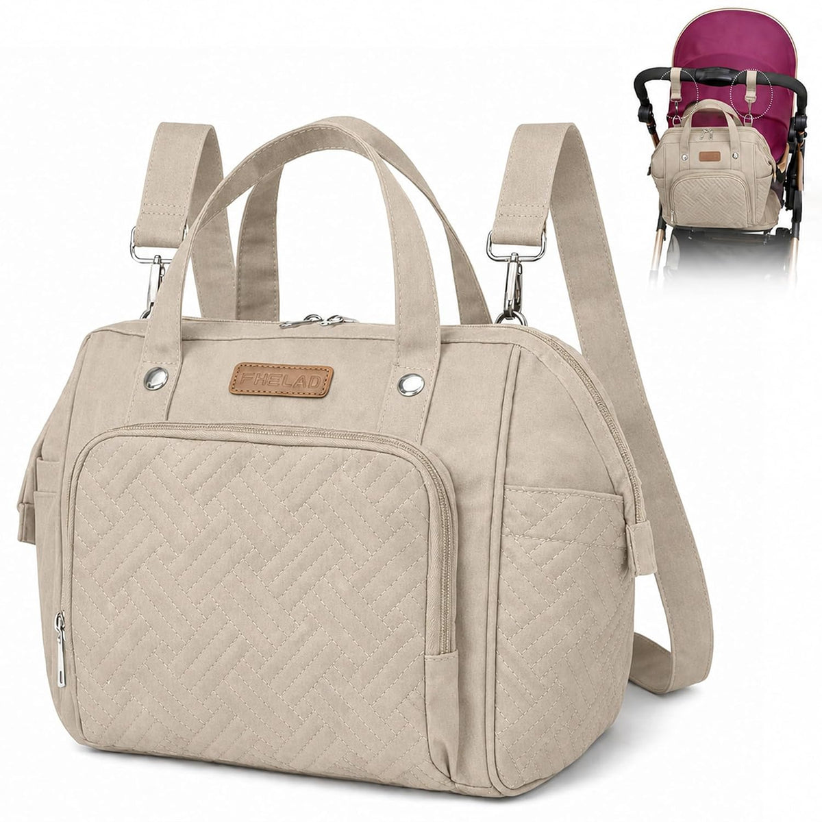 Small Diaper Bag for Women, 4 in 1 Mini Baby Bag (Dark Gray)