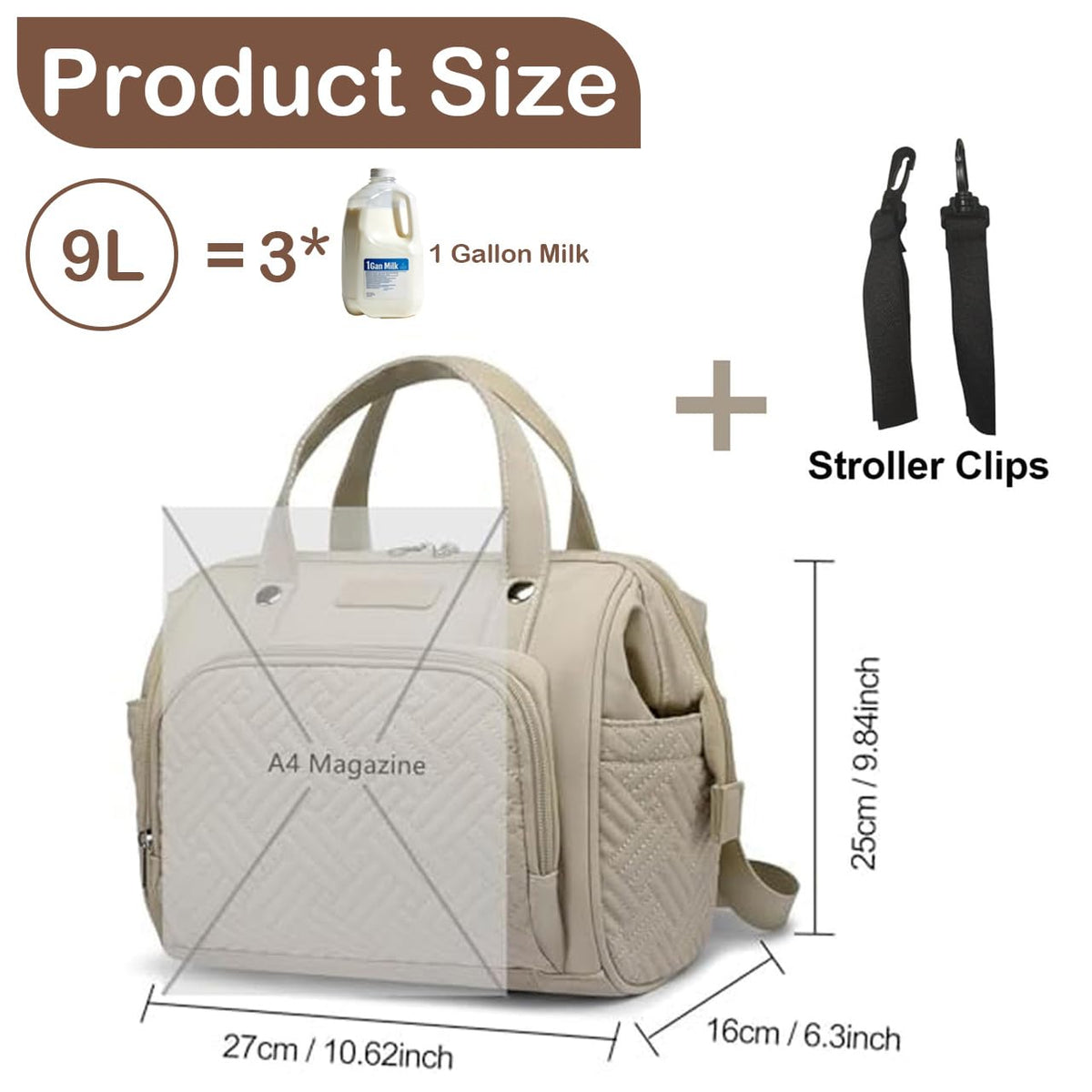 Small Diaper Bag for Women, 4 in 1 Mini Baby Bag (Dark Gray)