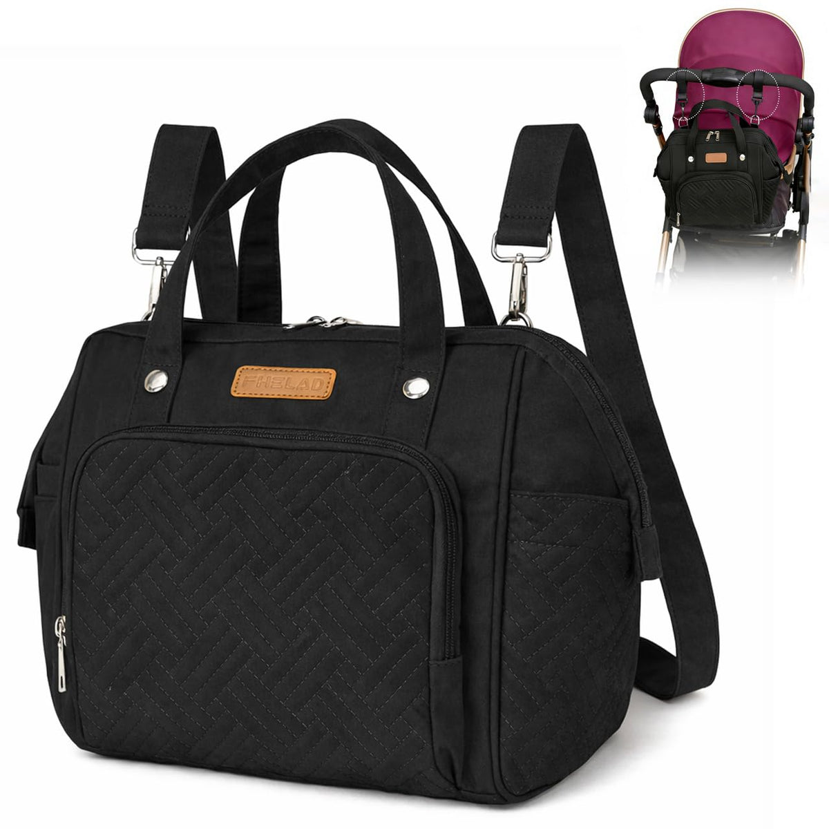 Small Diaper Bag for Women, 4 in 1 Mini Baby Bag (Dark Gray)