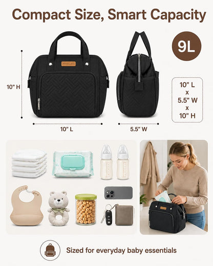 Small Diaper Bag for Women, 4 in 1 Mini Baby Bag (Dark Gray)