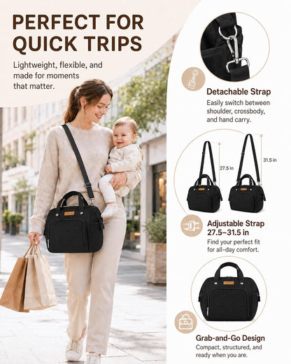 Small Diaper Bag for Women, 4 in 1 Mini Baby Bag (Dark Gray)