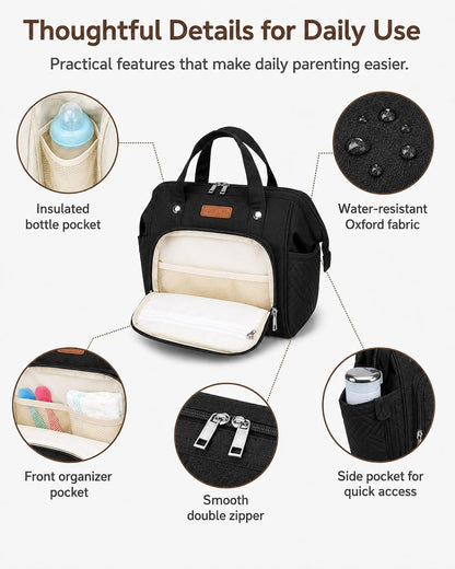 Small Diaper Bag for Women, 4 in 1 Mini Baby Bag (Dark Gray)
