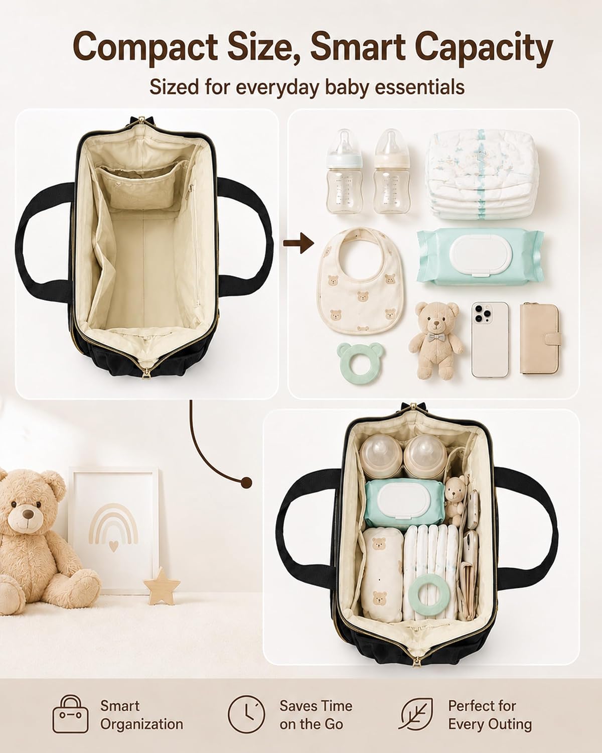 Small Diaper Bag for Women, 4 in 1 Mini Baby Bag (Dark Gray)