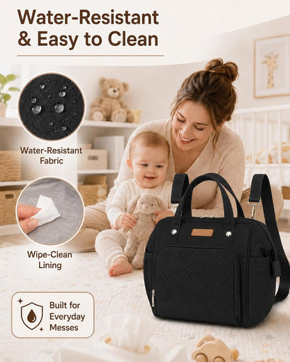 Small Diaper Bag for Women, 4 in 1 Mini Baby Bag (Dark Gray)
