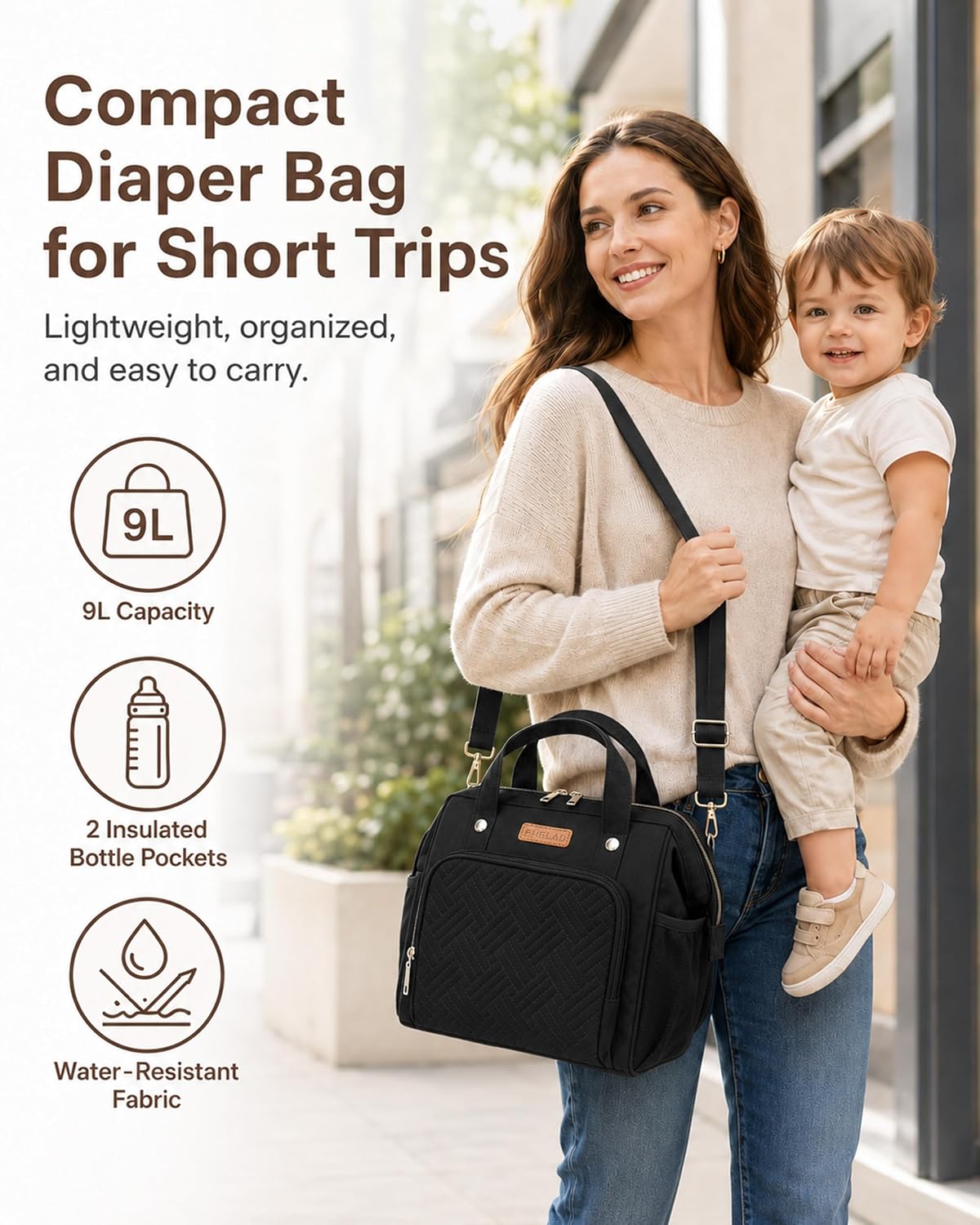 Small Diaper Bag for Women, 4 in 1 Mini Baby Bag (Dark Gray)
