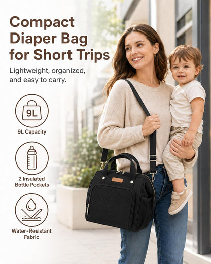 Small Diaper Bag for Women, 4 in 1 Mini Baby Bag (Dark Gray)
