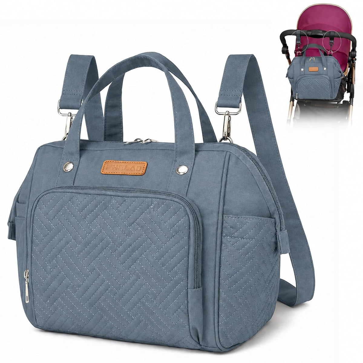 Small Diaper Bag for Women, 4 in 1 Mini Baby Bag (Dark Gray)