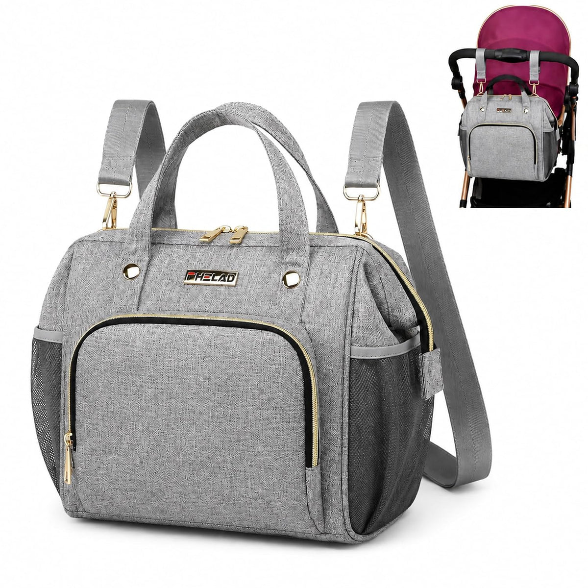 Small Diaper Bag for Women, 4 in 1 Mini Baby Bag (Dark Gray)