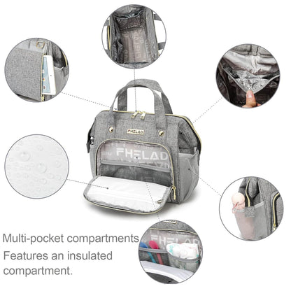 Small Diaper Bag for Women, 4 in 1 Mini Baby Bag (Dark Gray)
