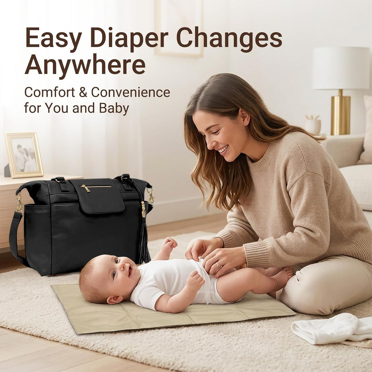 Diaper Bag Tote Leather Diaper Bag Purse Backpack Large Baby Bag