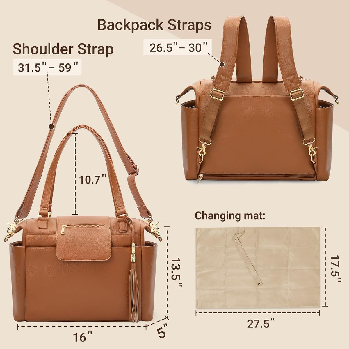 Diaper Bag Tote Leather Diaper Bag Purse Backpack Large Baby Bag