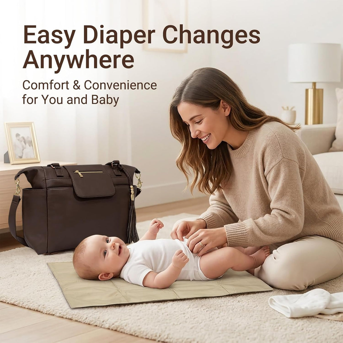Diaper Bag Tote Leather Diaper Bag Purse Backpack Large Baby Bag