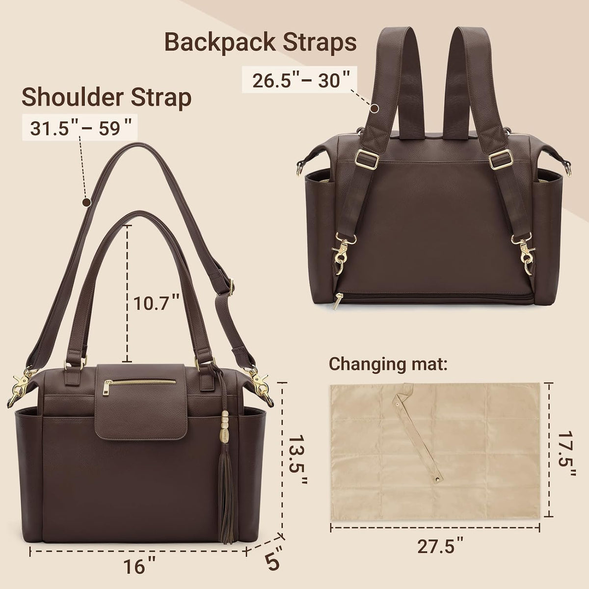 Diaper Bag Tote Leather Diaper Bag Purse Backpack Large Baby Bag