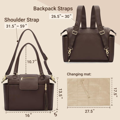 Diaper Bag Tote Leather Diaper Bag Purse Backpack Large Baby Bag