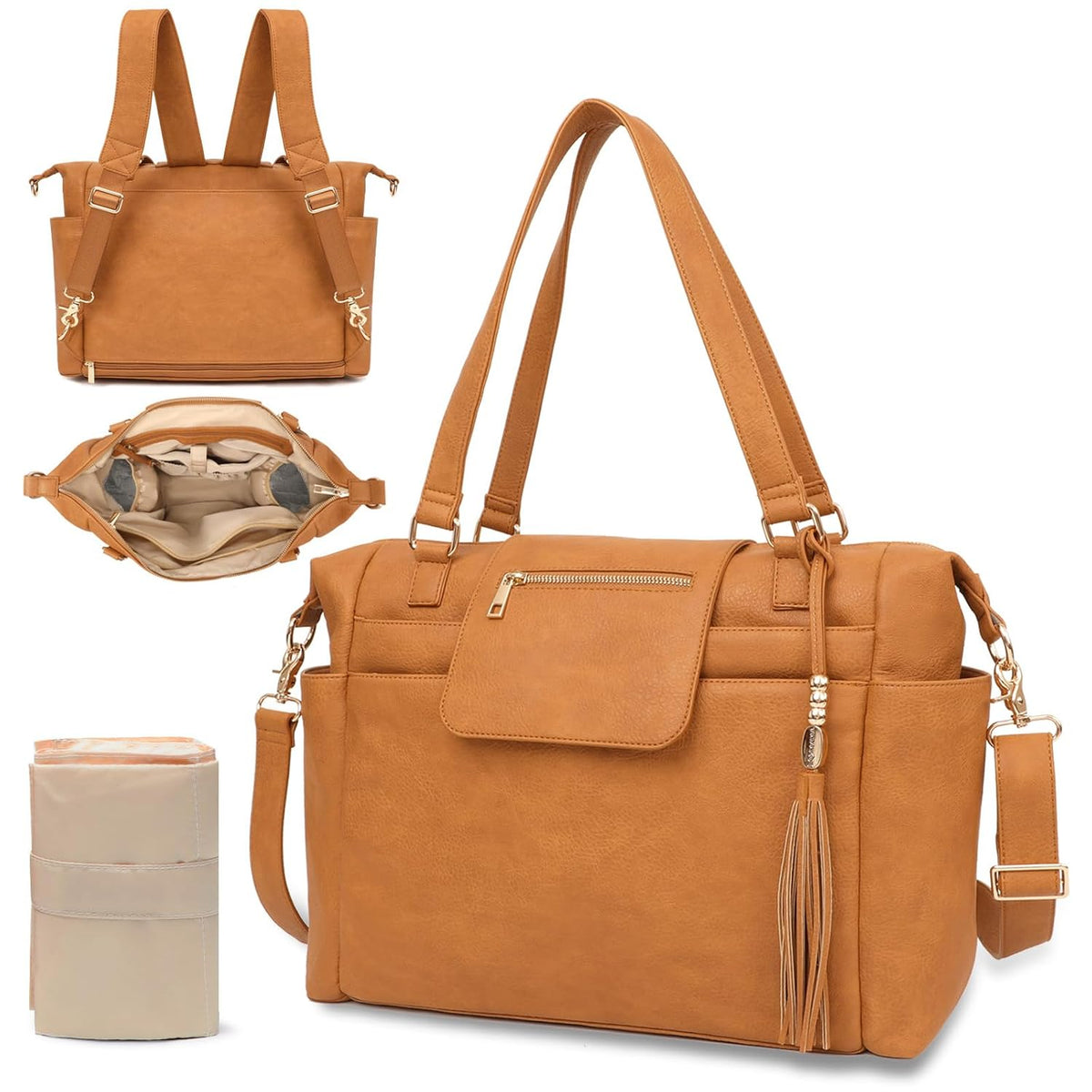 Diaper Bag Tote Leather Diaper Bag Purse Backpack Large Baby Bag