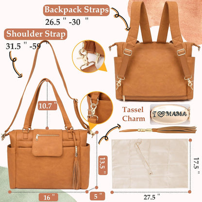 Diaper Bag Tote Leather Diaper Bag Purse Backpack Large Baby Bag