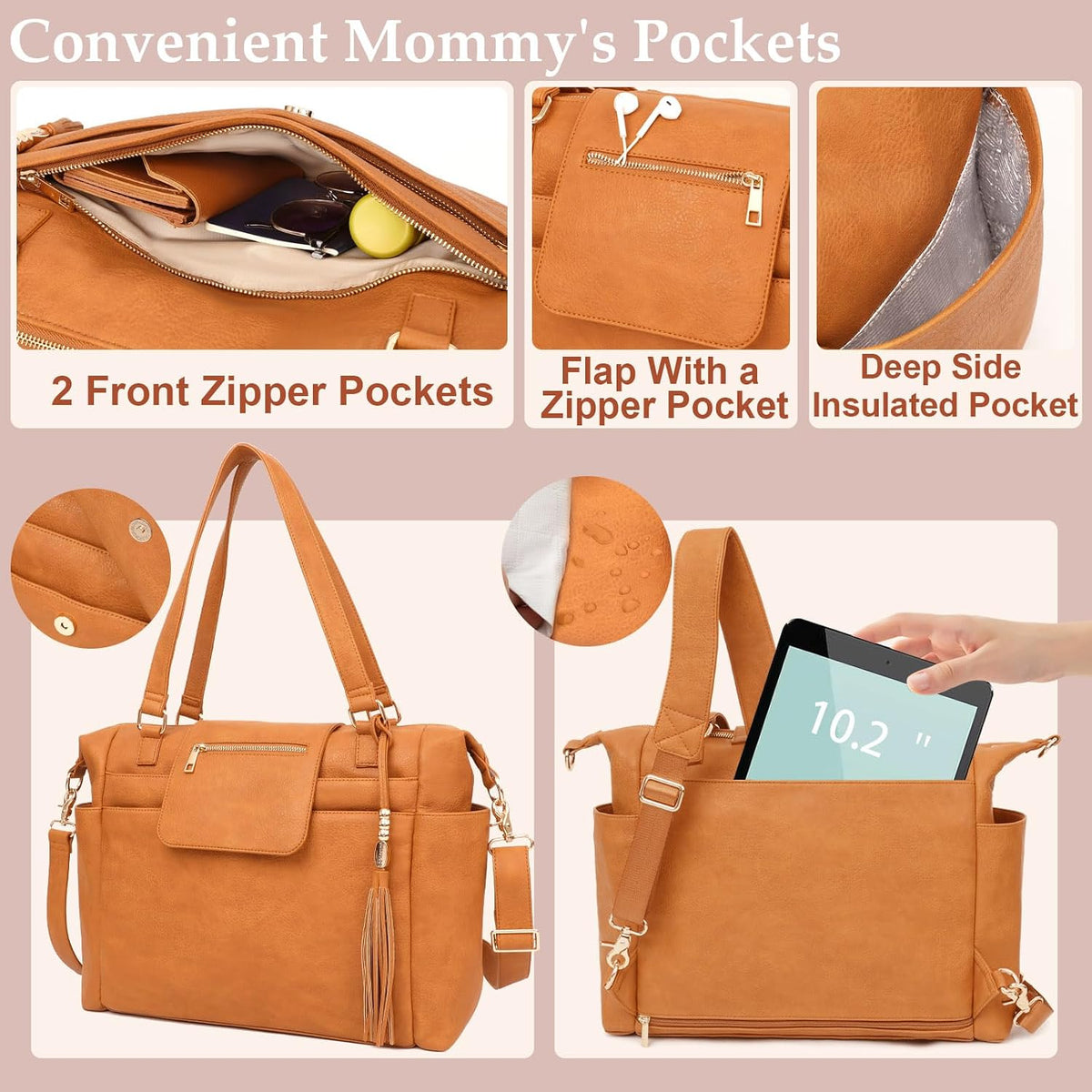 Diaper Bag Tote Leather Diaper Bag Purse Backpack Large Baby Bag