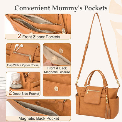 Diaper Bag Tote Leather Diaper Bag Purse Backpack Large Baby Bag