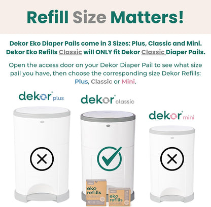CLASSIC Diaper Pail Refills | Unscented | Exclusive End-of-Liner Marking | Thick Quick & Easy to Replace | Most Economical Refill System | for Original and Eko Style Pails