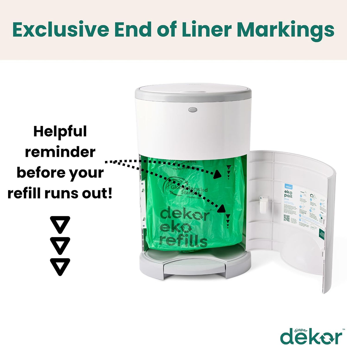 CLASSIC Diaper Pail Refills | Unscented | Exclusive End-of-Liner Marking | Thick Quick & Easy to Replace | Most Economical Refill System | for Original and Eko Style Pails