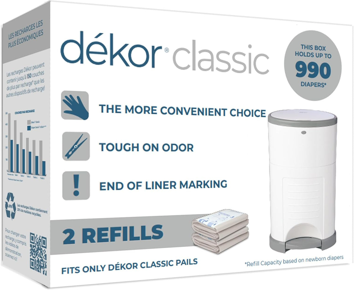 CLASSIC Diaper Pail Refills | Unscented | Exclusive End-of-Liner Marking | Thick Quick & Easy to Replace | Most Economical Refill System | for Original and Eko Style Pails