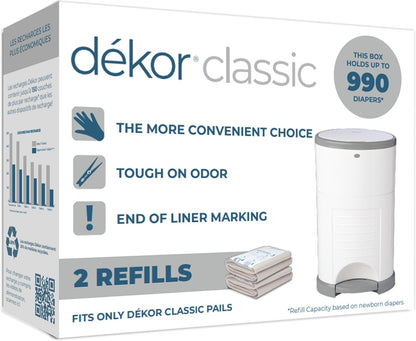 CLASSIC Diaper Pail Refills | Unscented | Exclusive End-of-Liner Marking | Thick Quick & Easy to Replace | Most Economical Refill System | for Original and Eko Style Pails
