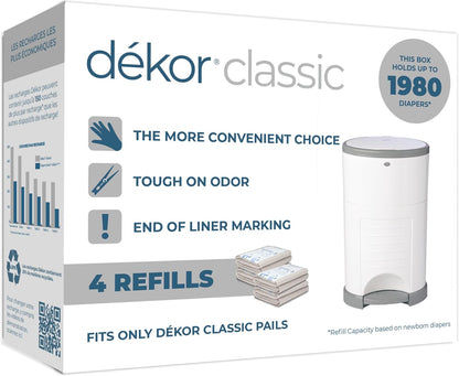 CLASSIC Diaper Pail Refills | Unscented | Exclusive End-of-Liner Marking | Thick Quick & Easy to Replace | Most Economical Refill System | for Original and Eko Style Pails