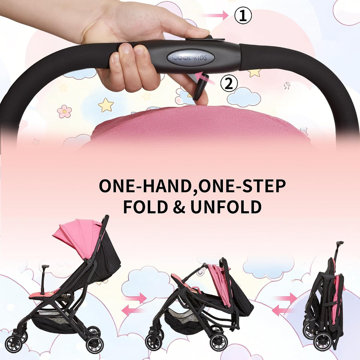 Superb Lightweight Travel Stroller, Compact One-Hand Fold Buggy
