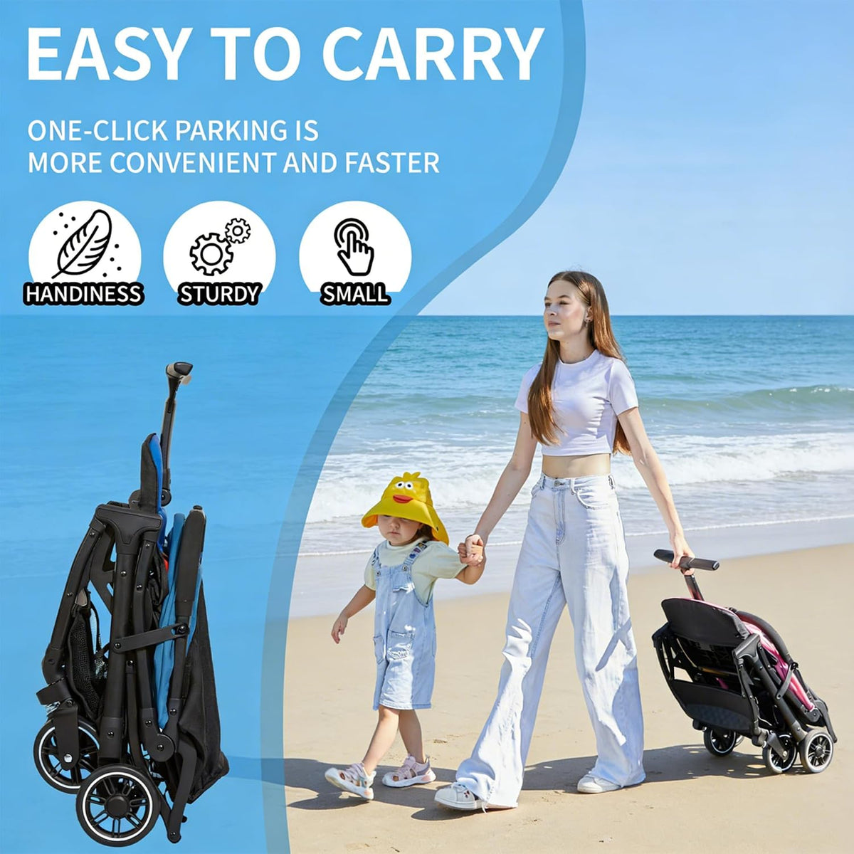 Superb Lightweight Travel Stroller, Compact One-Hand Fold Buggy