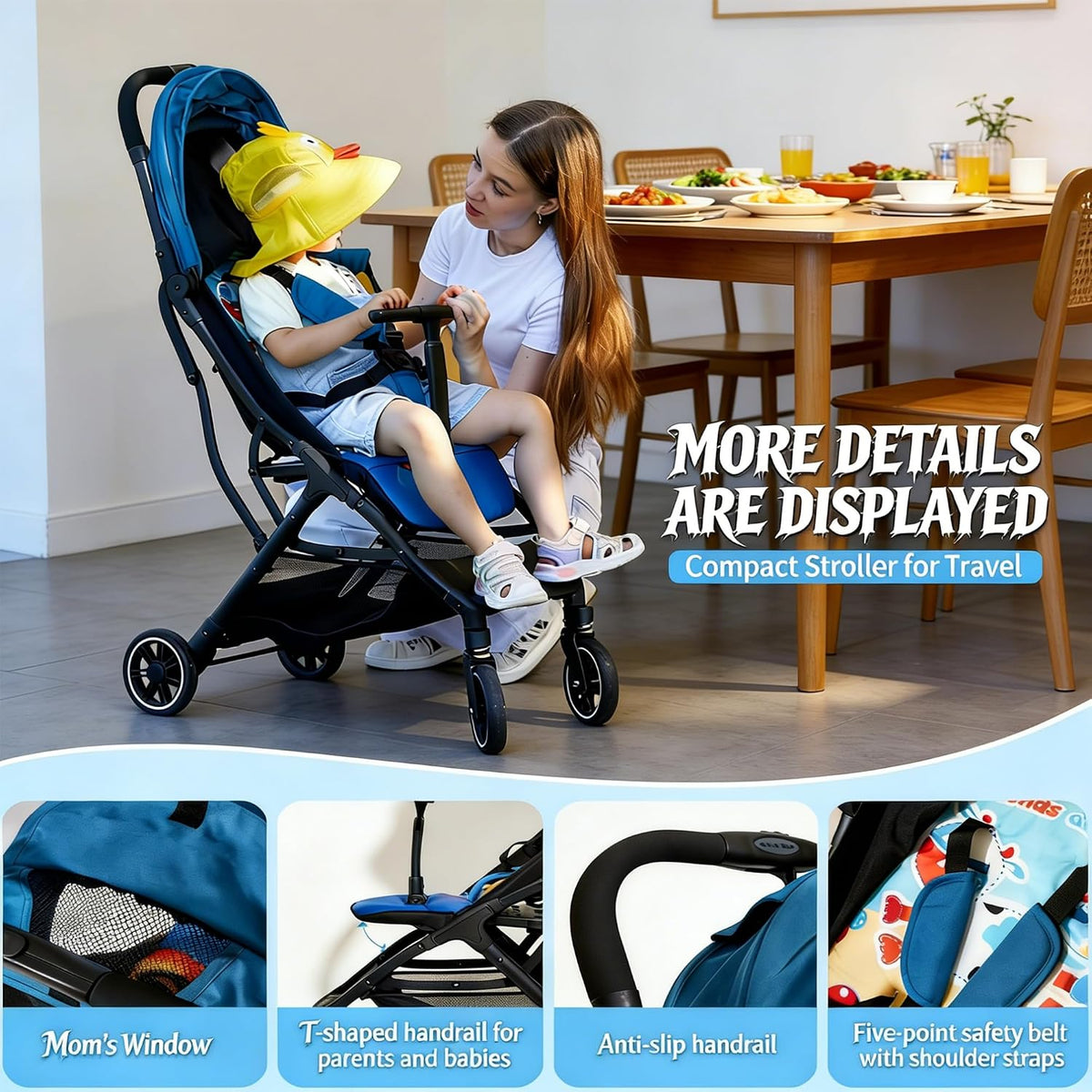 Superb Lightweight Travel Stroller, Compact One-Hand Fold Buggy