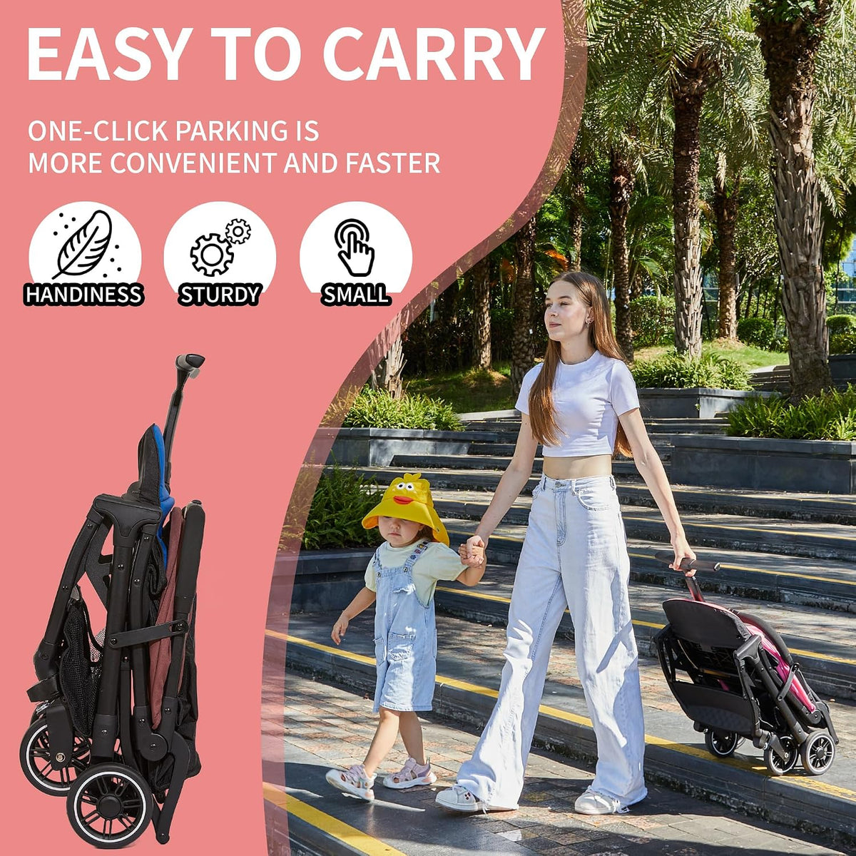 Superb Lightweight Travel Stroller, Compact One-Hand Fold Buggy