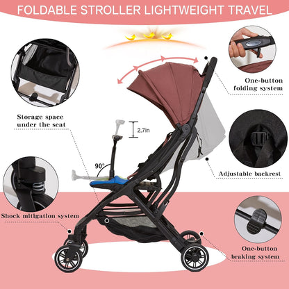 Superb Lightweight Travel Stroller, Compact One-Hand Fold Buggy
