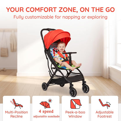 Superb Lightweight Travel Stroller, Compact One-Hand Fold Buggy