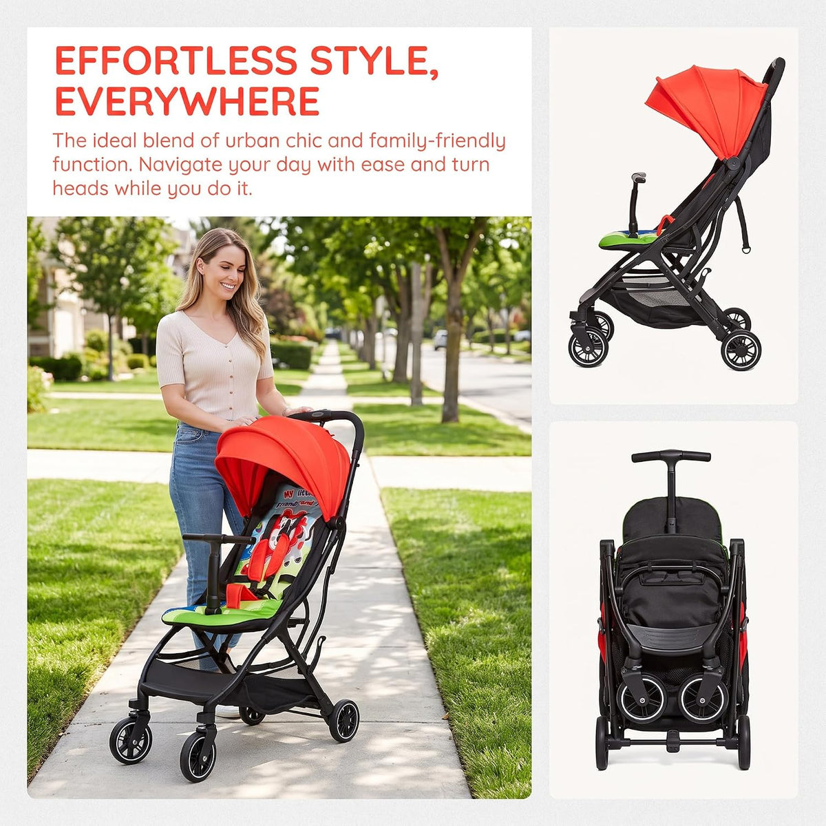 Superb Lightweight Travel Stroller, Compact One-Hand Fold Buggy