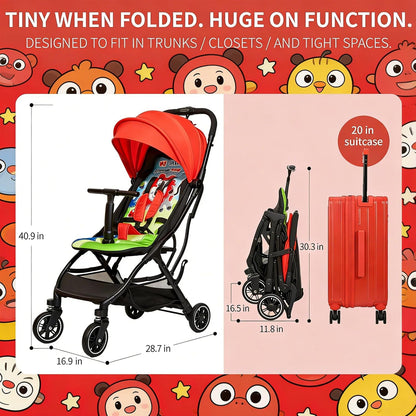 Superb Lightweight Travel Stroller, Compact One-Hand Fold Buggy