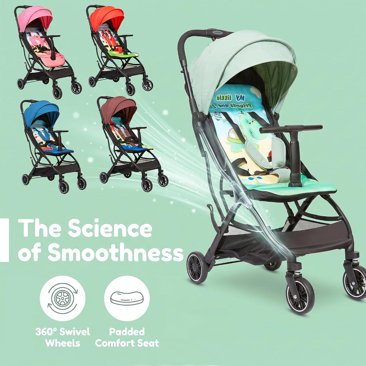 Superb Lightweight Travel Stroller, Compact One-Hand Fold Buggy