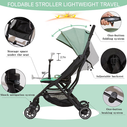 Superb Lightweight Travel Stroller, Compact One-Hand Fold Buggy
