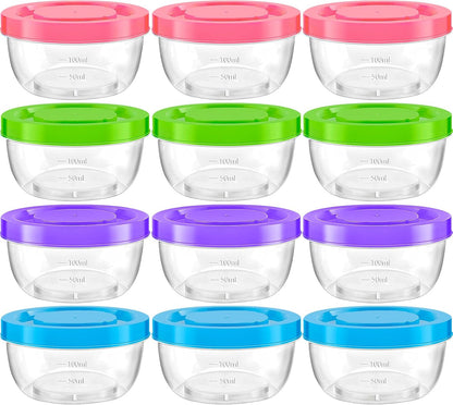 8 oz Small Plastic Freezer Containers, 12 Pcs, Multicolor