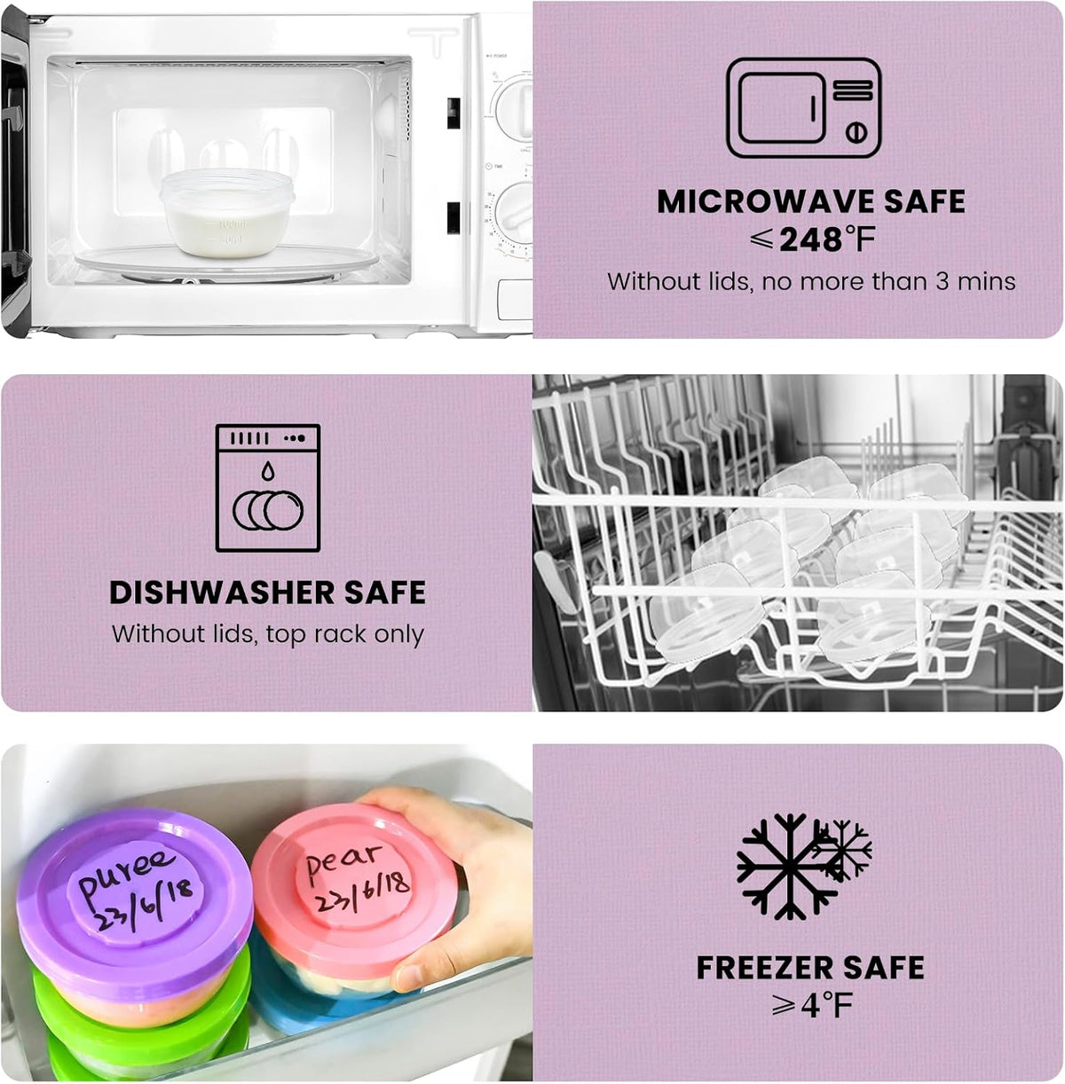 8 oz Small Plastic Freezer Containers, 12 Pcs, Multicolor