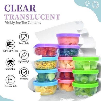 8 oz Small Plastic Freezer Containers, 12 Pcs, Multicolor