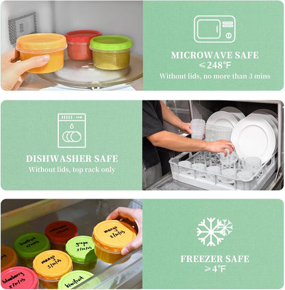 8 oz Small Plastic Freezer Containers, 12 Pcs, Multicolor