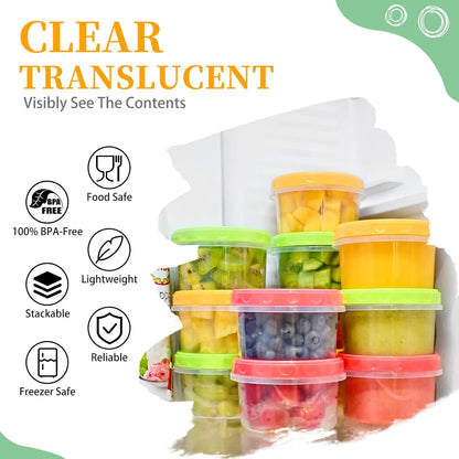 8 oz Small Plastic Freezer Containers, 12 Pcs, Multicolor