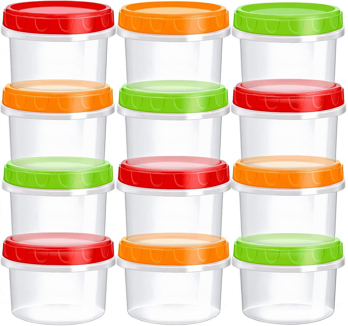 8 oz Small Plastic Freezer Containers, 12 Pcs, Multicolor