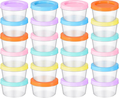 24 Pcs Small Baby Food Storage Containers, 7 oz Plastic with Lids