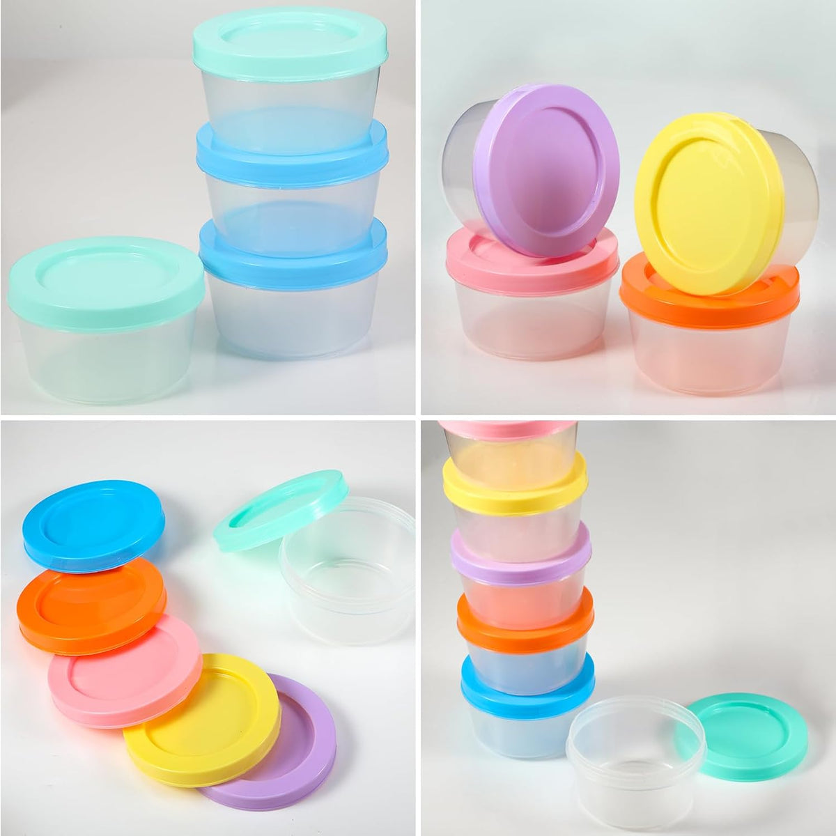 24 Pcs Small Baby Food Storage Containers, 7 oz Plastic with Lids
