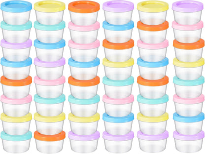 24 Pcs Small Baby Food Storage Containers, 7 oz Plastic with Lids